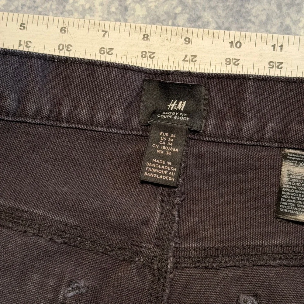 HM Baggy Fit Coupe Baggy Mens Carpenter Pants Black 34x30 Cotton Canvas Workwear